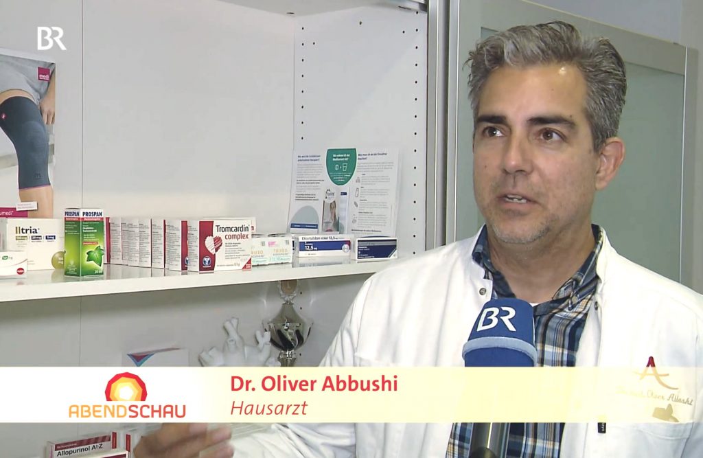 Können Hausmittel bei Grippe und Erkältung wirklich helfen? Hausarzt-Praxis Dr. Abbushi in Oberhaching bei München in der Abendschau des BR